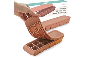 Firgi Silicone Freezer Trays with Lid, 0.7oz 12 Section - Leak Proof Silicone Freezer molds for Homemade Baby Food Breastmilk, Purees, Vegetables, Baby Food Jars Ice Tray with Lid BPA Free Indie Pink