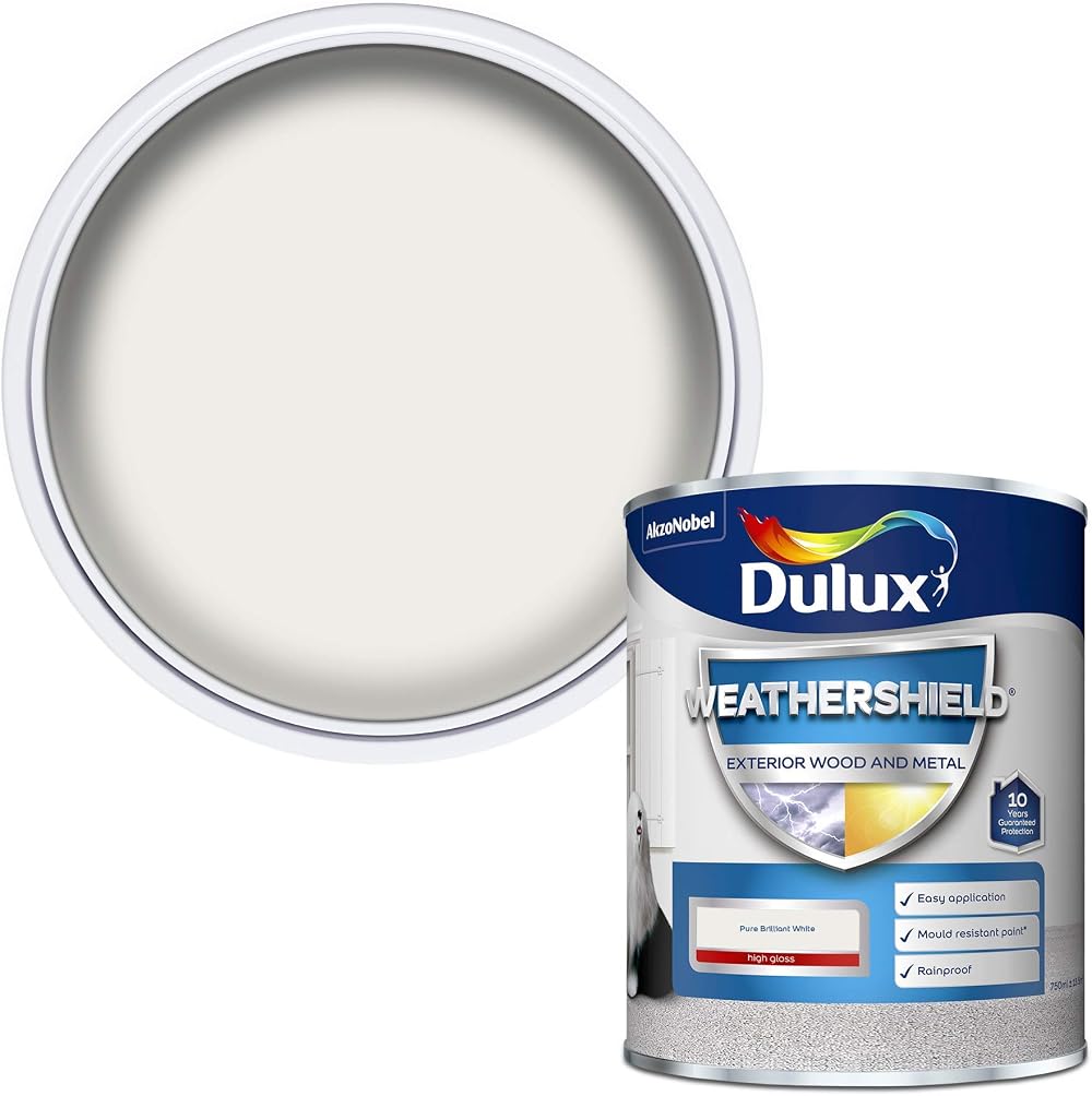Dulux Weather Shield Exterior High Gloss Paint Pure Brilliant White 750 ml