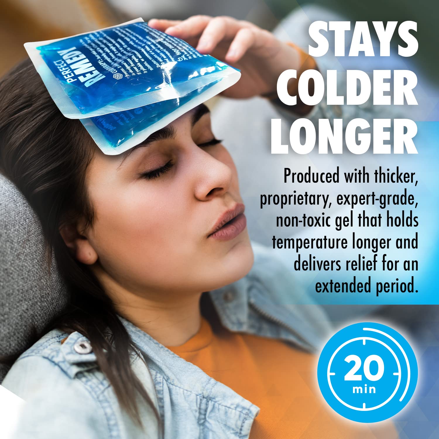 Perfect Remedy 2-Pack Gel Ice Packs for Injuries Reusable, Hot & Cold Pack That’s Durable, Soft & Flexible, Fast Relief & Recovery (Blue, Reg 2PK)
