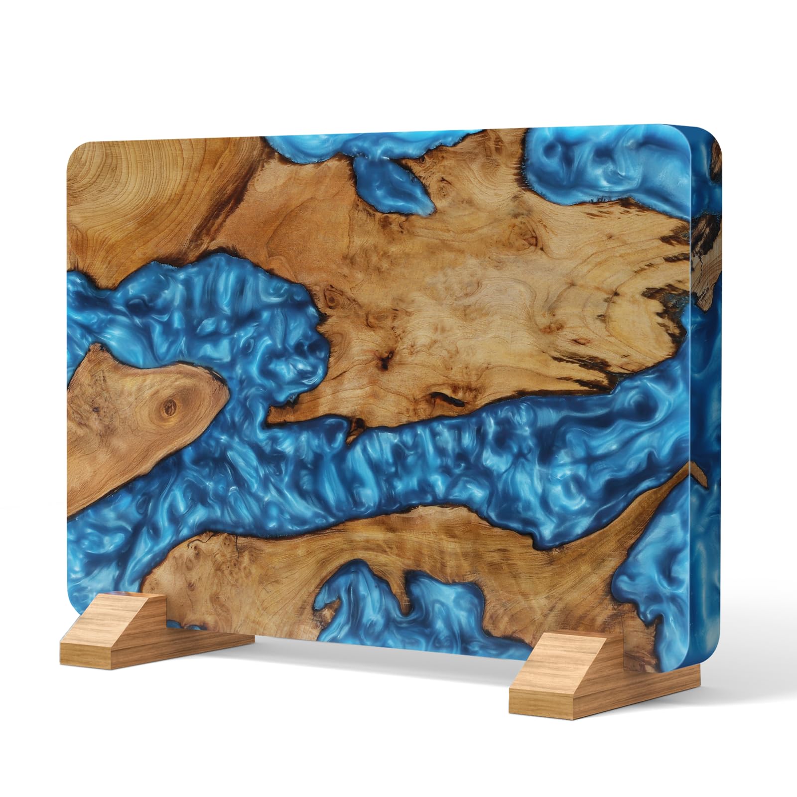 HOSHANHO Resin Magnetic Knife Block, Double Sided Magnetic Knife Holder and Kitchen Knife Organizer Storage, Thickened Acacia Wood Universal Knife Block for Chefs Image