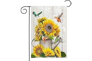 BYGFHLYW Spring Garden Flag 12x18 Inch Double Sided,Small Garden Yard Flag for Outside,Hummingbird Sunflower Garden Flag for Outdoor Decoration