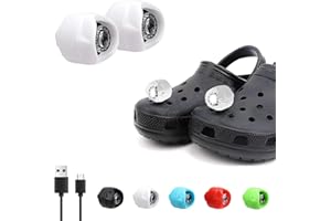 Vergissm Rechargeable Headlights Compatible with Croc, 2 PCs LED Flashlight, Waterproof Hands Free Flashlights with 3 Lighting Modes, Novelty Clog Lights for Camping, Dog Walking (White)