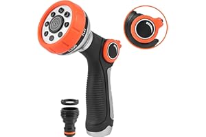 HOUGARIEE Garden Hose Nozzle Spray Nozzle with Water Volume Control Valve High Pressure Water Hose Nozzle Sprayer with Adjustable 8 Patterns for Garden Watering,Car Washing and Pet Showering