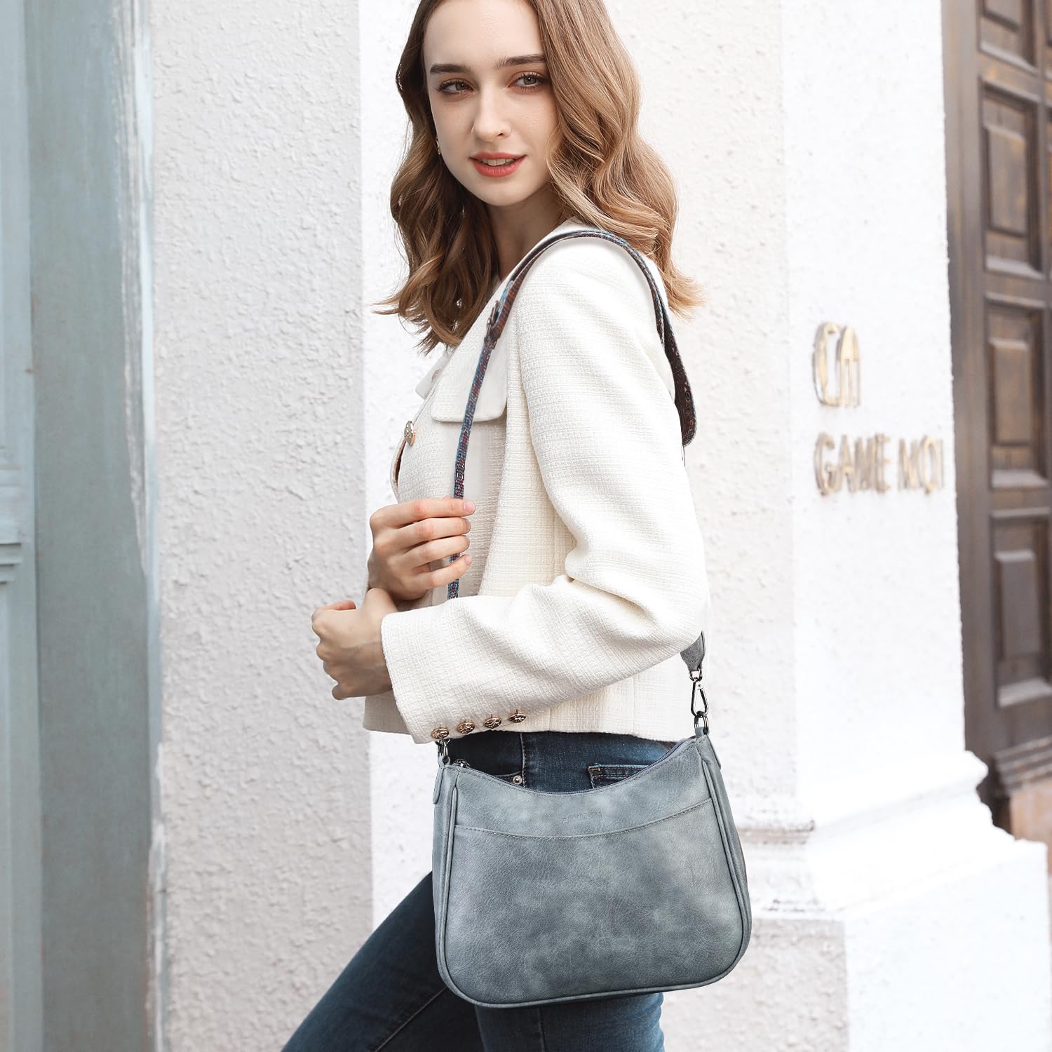 APHISON Trendy Leather Crossbody Purse with Adjustable Strap, Women's Shoulder Handbag