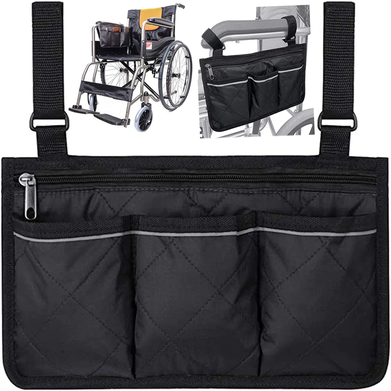 Secure Storage Bag for Wheelchairs, Mobility Aid Wheelchair Accessories Bag, Wheelchair Bag, for Elderly Wheelchairs, Baby Chairs, Electric Chairs