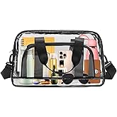 Enkrio Clear Bags for Stadium Large Clear Tote Bag with Shoulder Strap Duffel Bag for Work Travel Gym Makeup Organizer