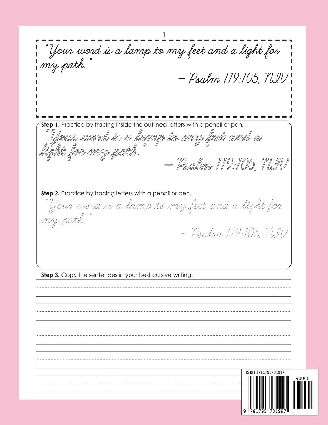 top 100 bible verses cursive handwriting workbook learning cursive handwriting practice sentences with bible verses to memorize are powerful and inspiring jean jenis 9781795731997 amazon com books