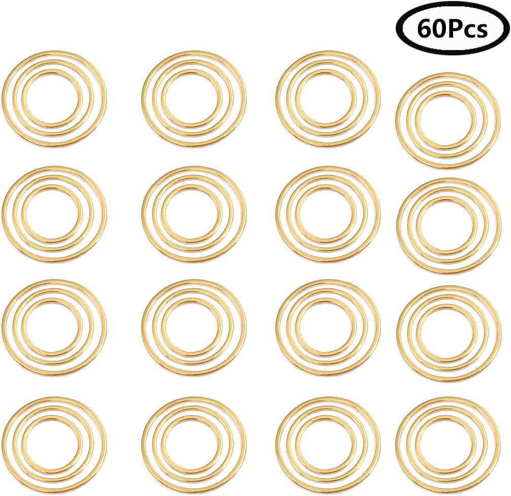 DROLE 60Pcs Stainless Steel Round Hollow Pendants for Earring Making Resin Pendant Charms DIY Crafts Jewelry Findings Glod Color