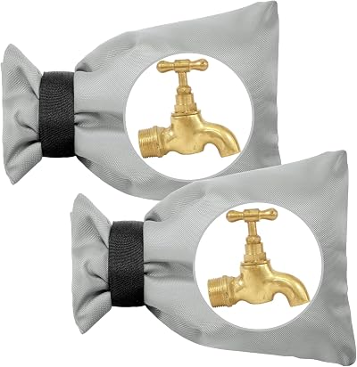 OFFCUP Outside Tap Covers for Winter 2 Pack Large Insulated Faucet Covers Grey