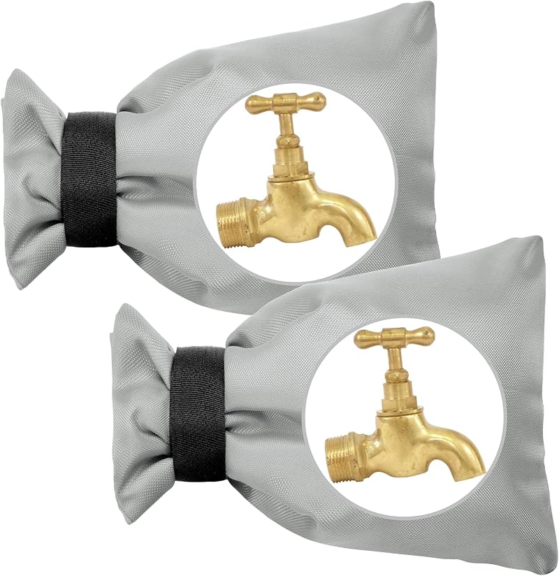 OFFCUP Outside Tap Covers for Winter 2 Pack Large Insulated Faucet Covers Grey