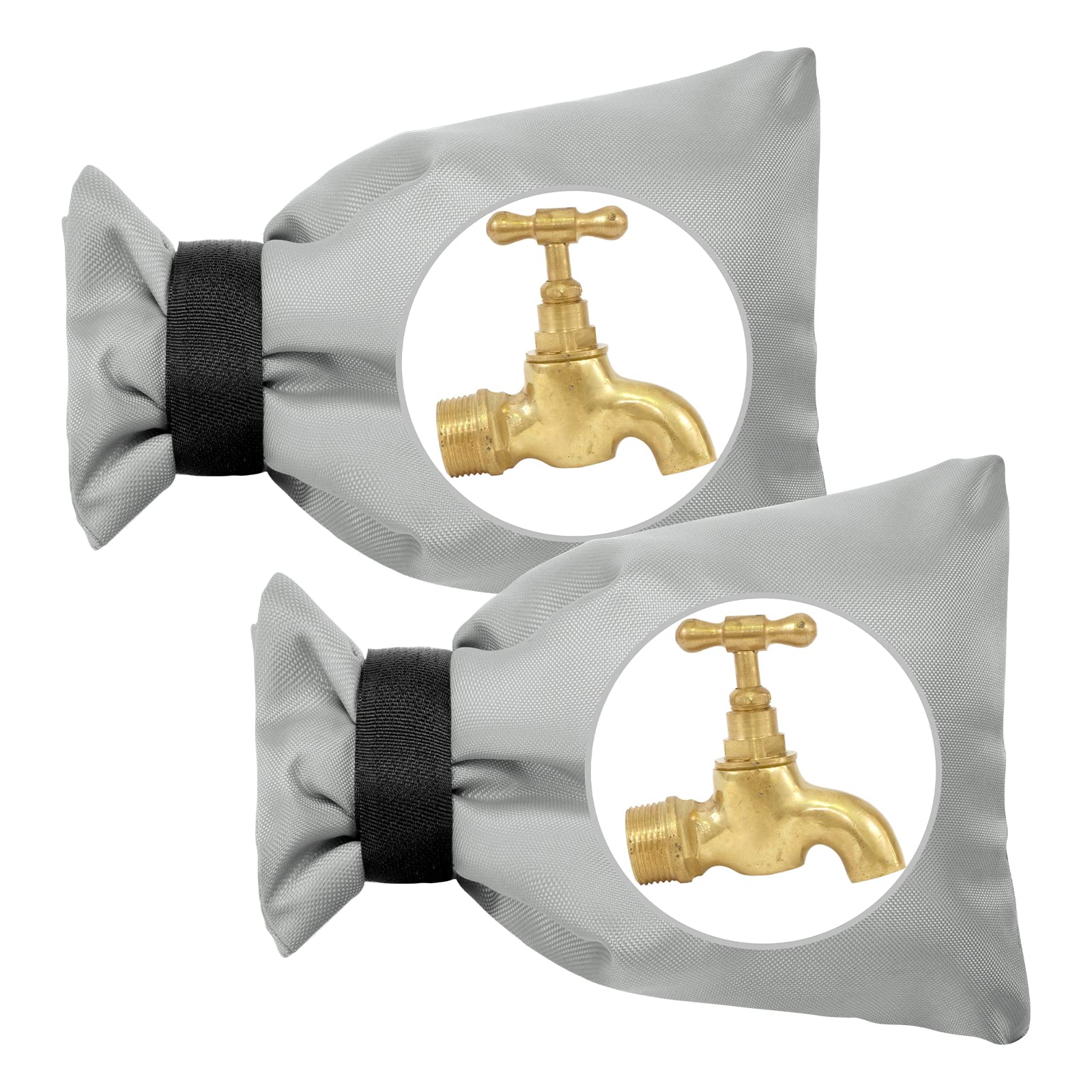 OFFCUP Outside Tap Covers for Winter, 2pcs Thickened Outdoor Tap Cover, Large Outdoor Tap Cover Large Insulated Protector Outdoor Faucet Covers for Winter from Freezing Bursting (Grey)