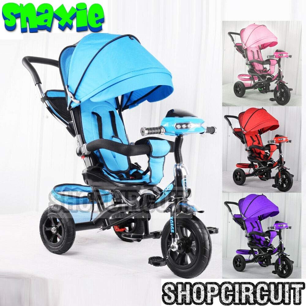 SNAXIE™ KIDS TRICYCLE 4 IN 1 TRIKE STROLLER BUGGY BAR PUSH BIKE LIGHT & SOUND (Pink)