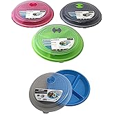 4-Pack Divided Microwave Plates with Vented Lids – BPA-Free, Stackable Meal Prep Plates – 3 Section Food Storage – Microwave, Freezer & Dishwasher Safe – 8.75” x 8.75”