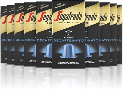 Zanetti 100 Cápsulas de Aluminio Compatibles con Nespresso Café Descafeinado con Método Natural (10 Cajas de 10 Cápsulas) - Adecuadas para Máquinas Nespresso Original