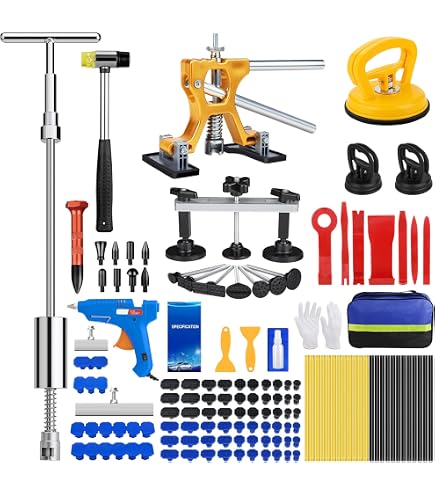 YS Paintless Dent Repair Tool Kit – Dellenentferner Für Hagelschäden – Mit Klebe-Tabs, Dichtungen & Schrauben – Auto-Reparatur Set