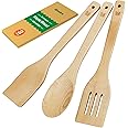 Riveira Maple Wooden Spoons for Cooking Set of 3 – Natural Maple Wooden Cooking Utensils, Wooden Spatula, Wooden Spoon - Premium Quality Wooden Utensil Set for Non-Toxic Cooking