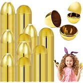 12-Pack Golden Metallic Easter Eggs, Hinged Goodie Basket Prizes, 2.38"