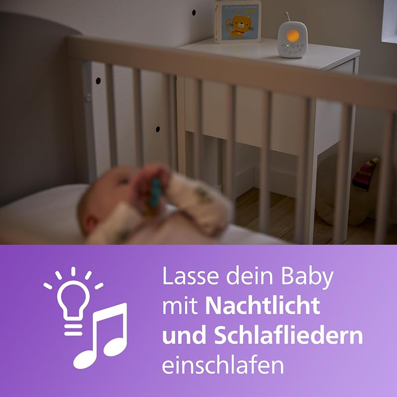 Philips ‎AVENT Audio Babyphone DECT-Technologie, Eco-Mode, Gegensprechfunktion, Schlaf- und Nachtlieder, Temperatursensor, maximale Reichweite, weiß (Modell SCD713/26)