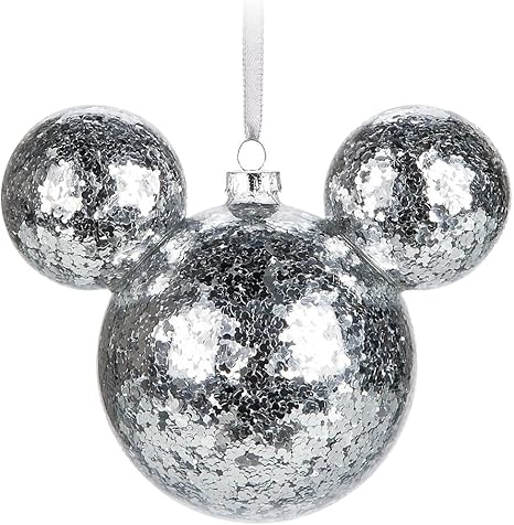 Amazon ディズニーミッキーマウスアイコンガラスオーナメント シルバー紙吹雪 インテリア オンライン通販