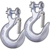WENHUALI 2 Pack 5/16" Clevis Slip Hook with Safety Latch Grade 70 14,000 Lb | Heavy Duty Clevis Slip Hook with Safety Latch Grade 70 Forged Steel for Trailer, Truck, Transport &amp; Winch