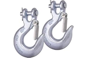 WENHUALI 5/16 Inch Safety Chain Hooks, Clevis Slip Hook with Safety Latch, Grade 70 Forged Steel 14,000 Lb for Trailer Truck 