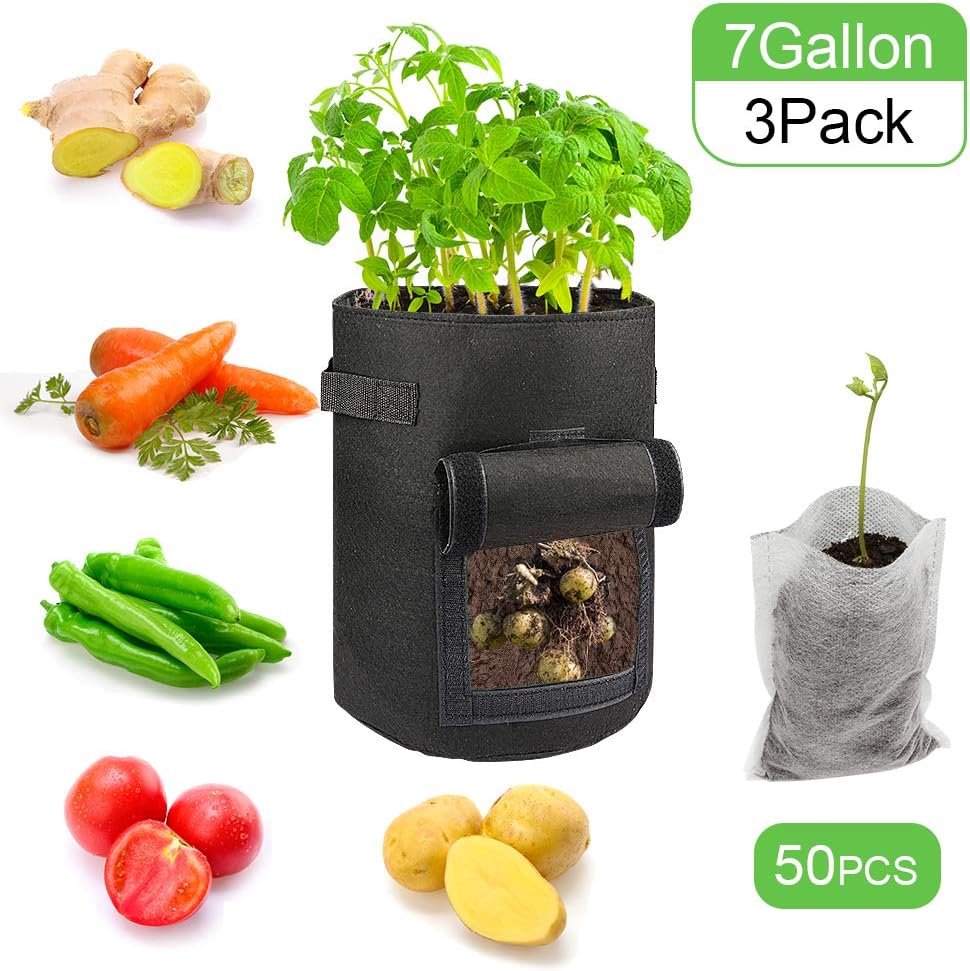 Potato Grow Bags,3 Pack Plant Growing Bags/Aeration Fabric Pots Plant