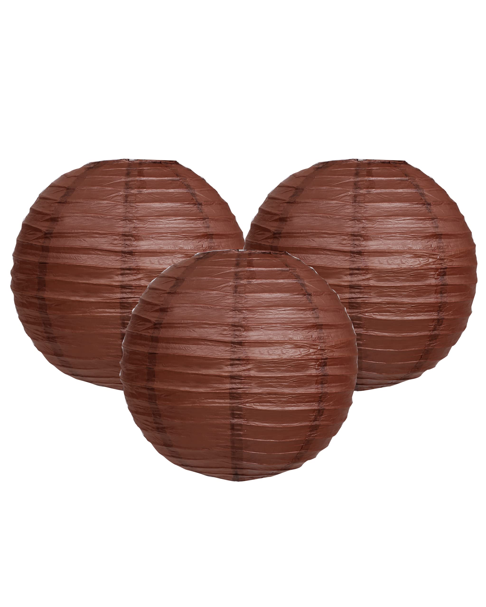 Paper Lanterns Mix Color Packs of 3 Round Paper Lanterns Lampshade Party Decorations (Brown, 14" (35 Cm))
