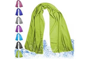 MEIYANTE Cooling Towels 43.3" x 15.7" Lime Green - Ice Towel, Sweat Towel, Cooling Towels for Neck & Face & Cooling Neck Wraps for Summer Heat - Neck Cooler for Quick Cool Down for Gym, Running, Golf Sports