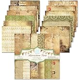 Vintage Scrapbook Paper 12x12 - Double Sided Pattern Printed Scrapbooking Paper,Attractive Time Classic Antique Old Looking Craft Paper for DIY Card Making,12 Designs 24 Sheets