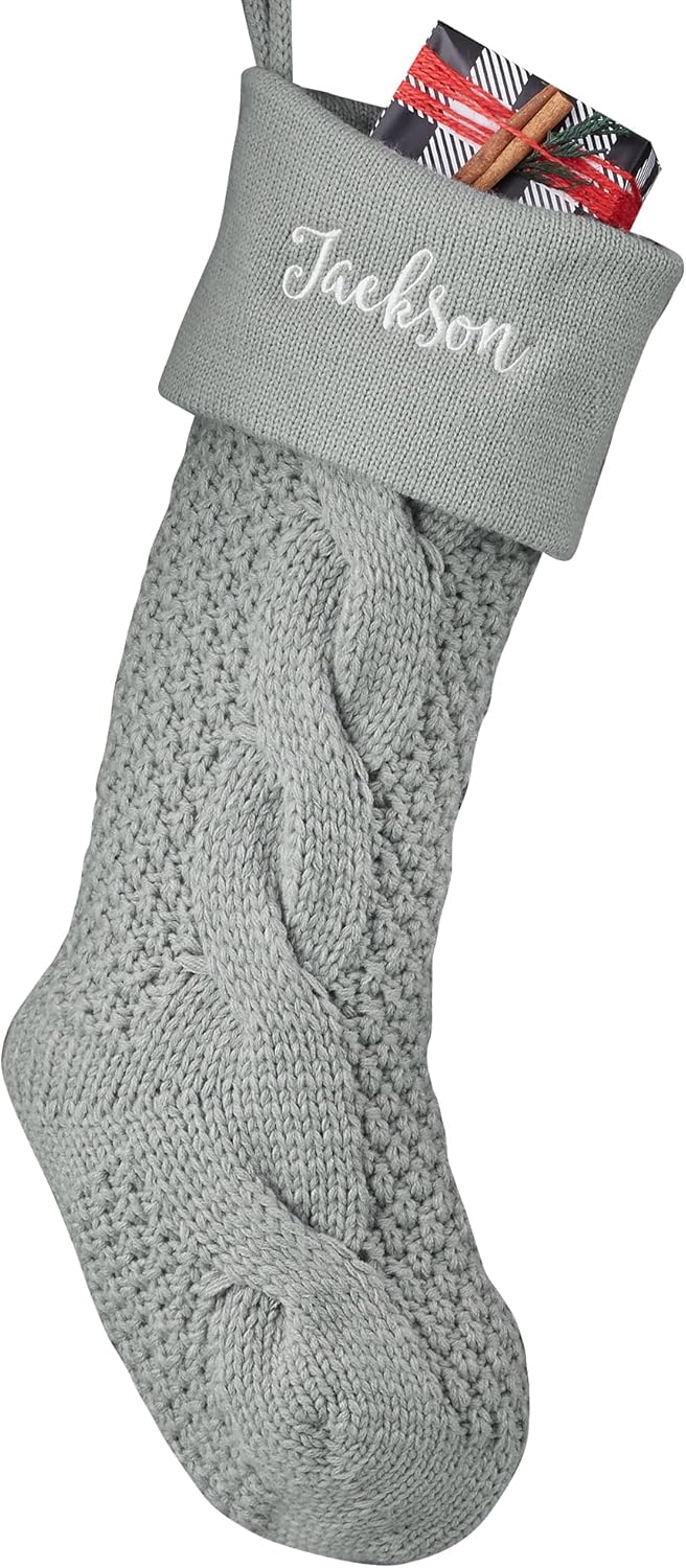 Stockings & Holders - Personalization Universe Cozy Cable Knit Personalized Christmas Stocking - 21