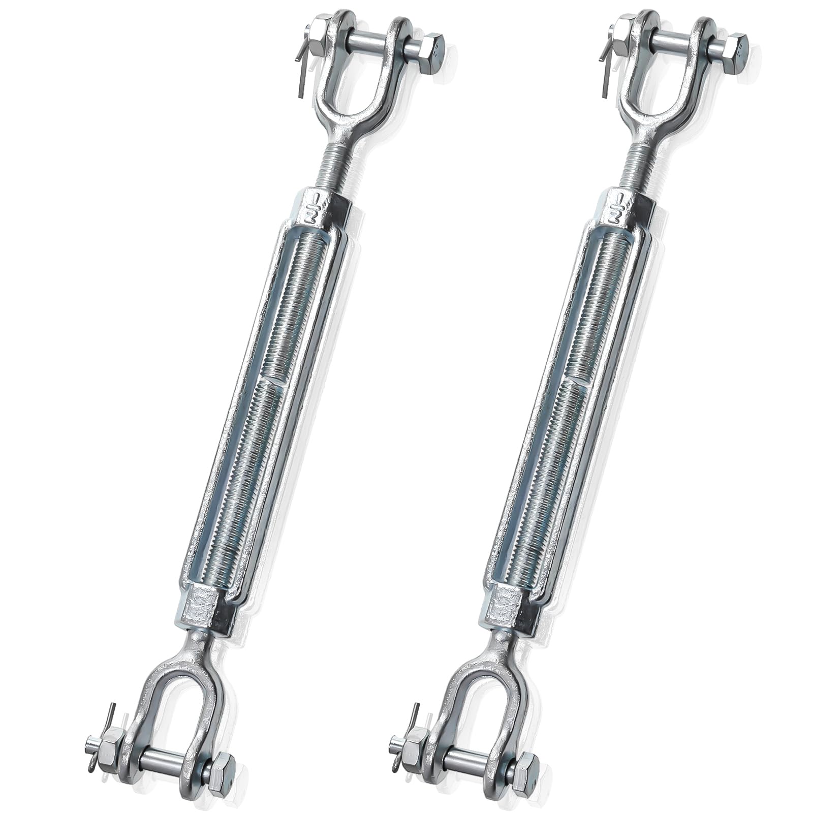 Photo 1 of Goaste 2 Pack 1/2 Inch M12 Turnbuckle Hook, Hot Dipped Galvanized Steel Jaw and Jaw Turnbuckle, Heavy Duty Turnbuckle with 2205 lbs Working Load Limit for Tractor Sun Shades Cables Tent Installation