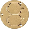 Hubbell Wiring Systems S3925 Brass Round Floor Box Duplex Flap Single Service Cover, 3.88" Diameter