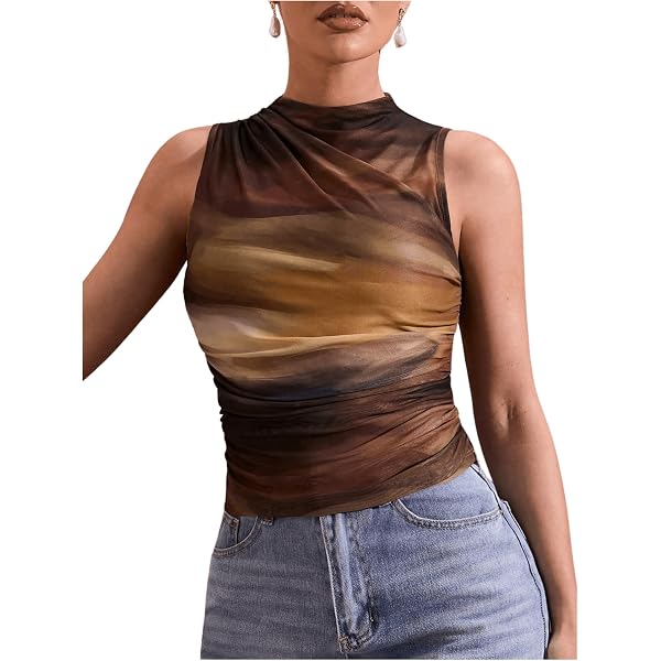 Women's Plus Size Ombre Tank Top - Sleeveless Ruched Summer Shirt - View #9