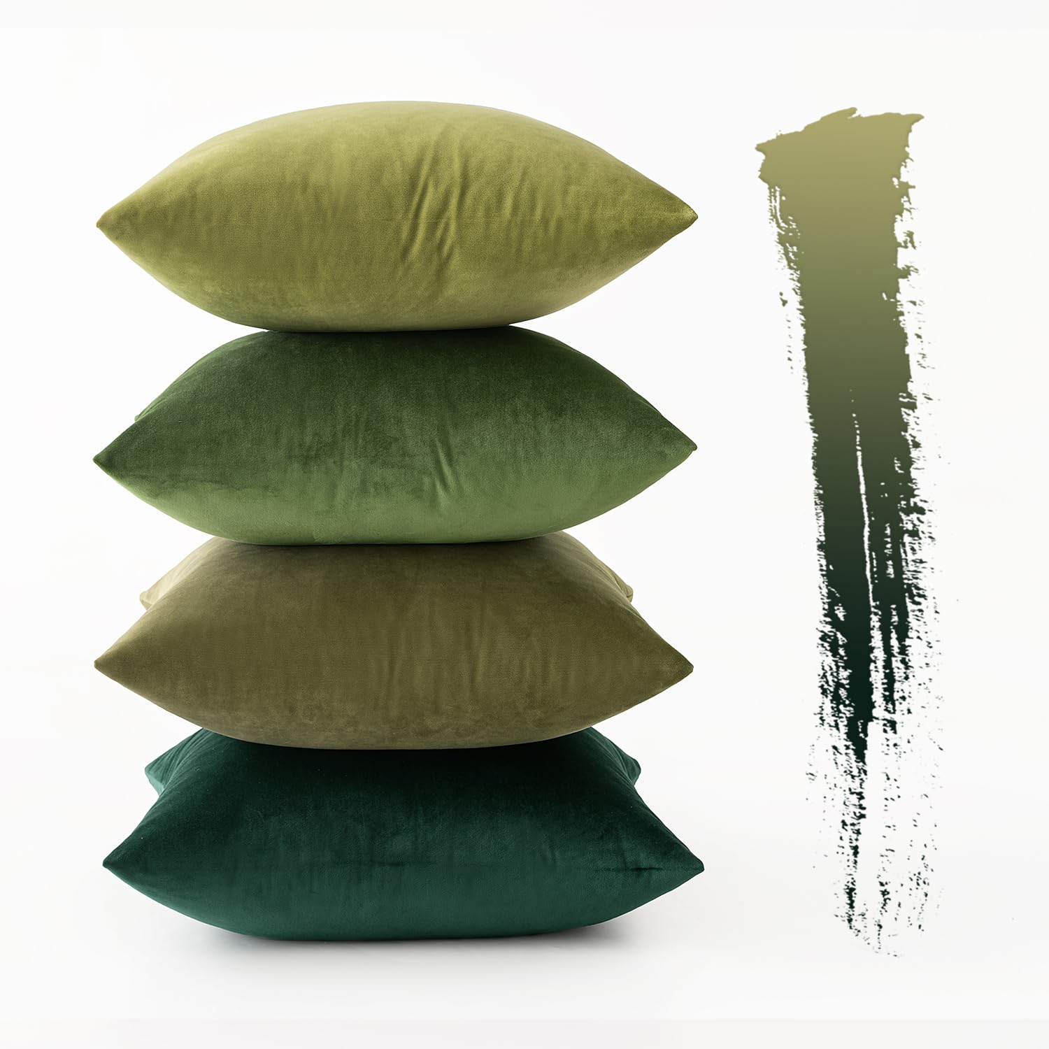 MIULEE Set of 4 Velvet Cushion Covers Soft Decorative Square Throw Pillow Cover Luxury Pillowcases for Livingroom with Invisible Zipper 40cm x 40cm,16x16 Inches Forest Green Series — image 1