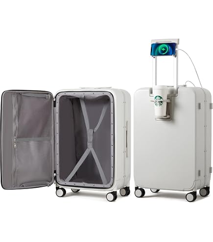 Amazon.com | mixi Checked Luggage with Cup Phone Holder Hard Shell