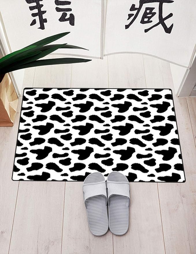 Cow Print LowProfile Mats, Cow Hide Pattern with Black Spots Farm Life with Cattle Camouflage