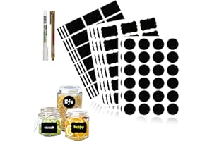MAZLIVING Chalkboard Labels, Removable Blackboard Label Stickers 192PCS with 2 Free Chalk Markers, Waterproof Reusable Labels for Food Containers, Mason Jars, Pantry, Bottles