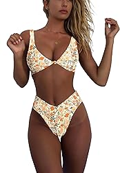 Women's OldLace Floral Bikini Set Cheeky High Cut 2