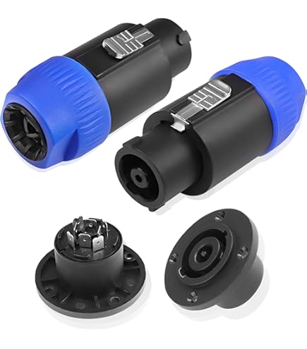 Devinal Professional SpeakOn Speaker Adapter Connectors 4 Pole Plug Twist Lock Compatible With Neutrik Speakon NA4LJ, NA4LJX, NL4MP, NL4MPR, NL4FC, NL4FX, NL4 & NL2 Series, NL2FC, Speak-On- 4 Pack