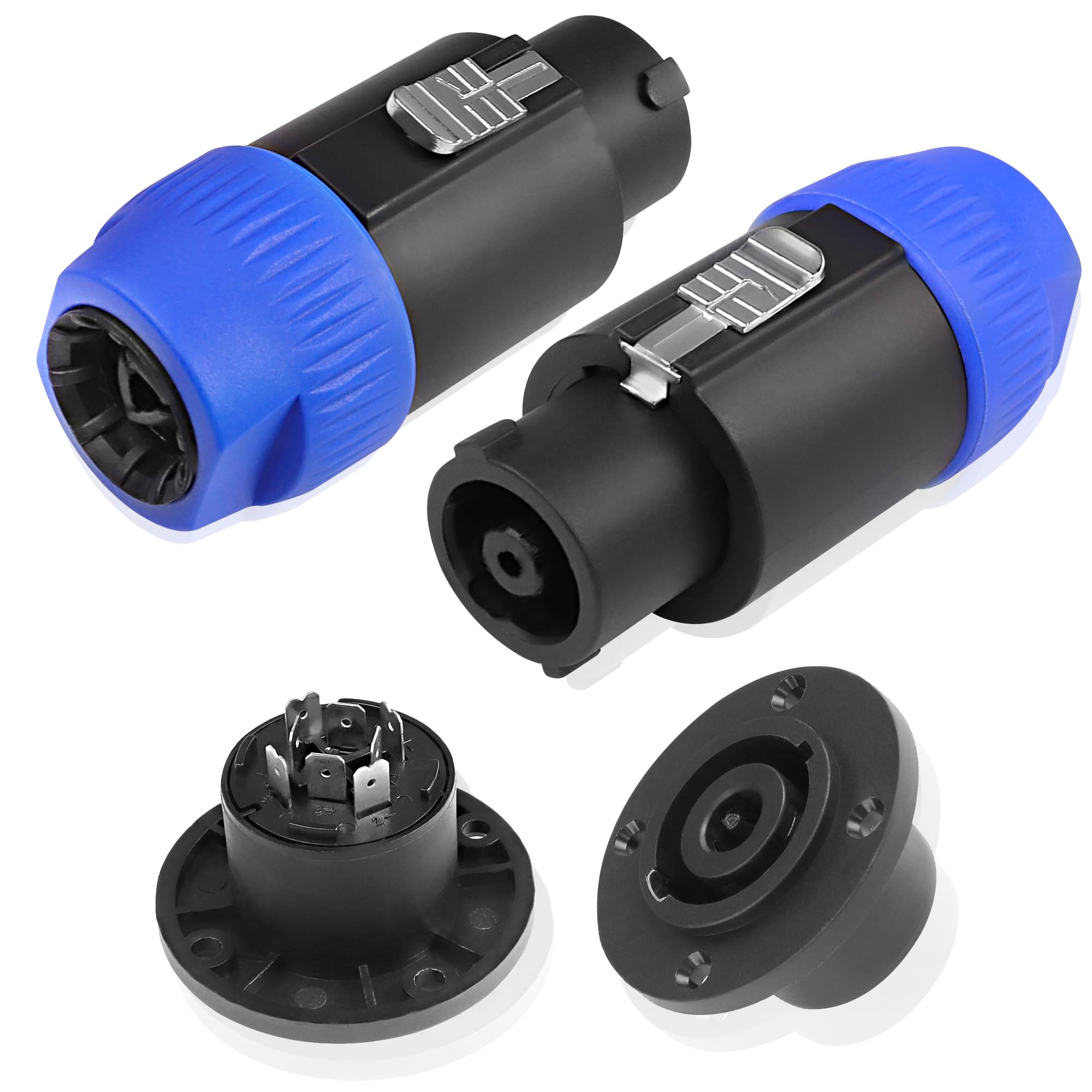 MEIRIYFA 8 Pole Speakon Connector Plug, NL4 Speak-On 8 Pin Male Audio Speaker Twist Lock Plugs and Female Panel Mount Plug Adapter for NL8FC, NL8FX, NLT8X, NL8FC, NL8FX (2Pack)