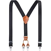 AWAYTR Kids Boys Adults Suspenders - 4 Sizes Sturdy Metal Clips Elastic Adjustable Suspender
