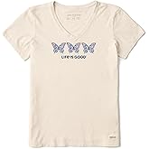 Life is Good Women's Crusher Tee Shirt, Short Sleeve Cotton Graphic T-Shirts, Tie Dye Butterfly