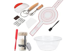 Dewsea Sourdough Starter Kit for Bread Baking, Complete Baking Supplies with 24oz Glass Starter Jars, Mixing Bowl, Dough Scra