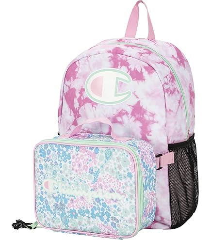 Champion 2-Piece Munch Backpack with Lunch Box Kit Bag (Blue/Pink)