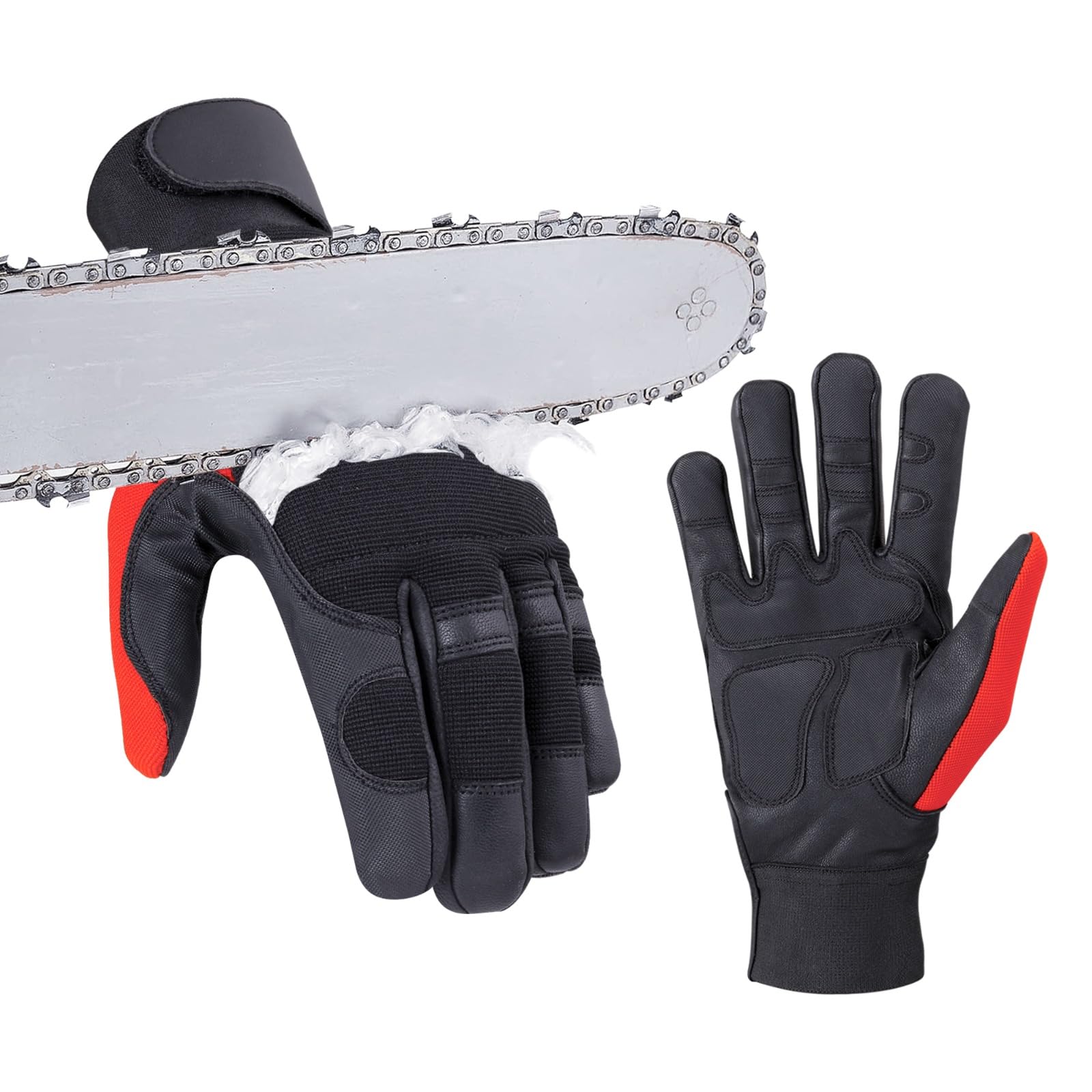 SAFTA Chainsaw Gloves, Cut Resistant Glove with 17-Layer Protection on Left hand, Safety Forestry Work Gloves, Thorn proof Gardening Glove. (M)