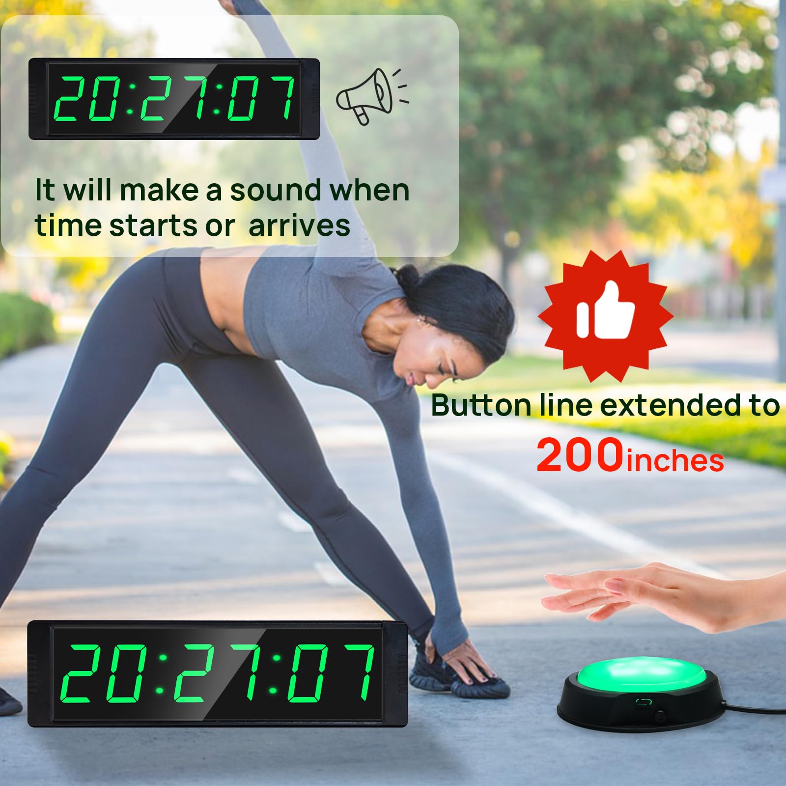 YZ Gym Clock for Home Gym with Start/Stop Button, Interval Timer for Workout, Stopwatch/Countdown Timer with Remote, 12/24H Digital Wall Clock, Portable Home Gym Accessories