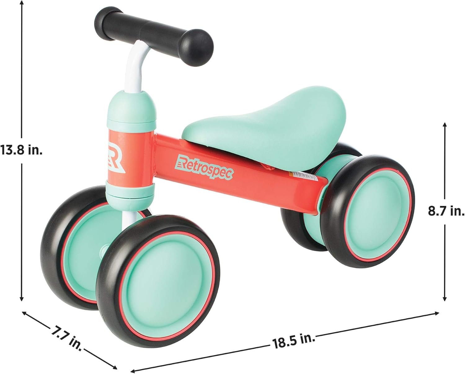 Retrospec Cricket Baby Walker Balance bike with 4 Wheels for ages 12-24 months (3659) Watermelon, One Size: Sports & Outdoors