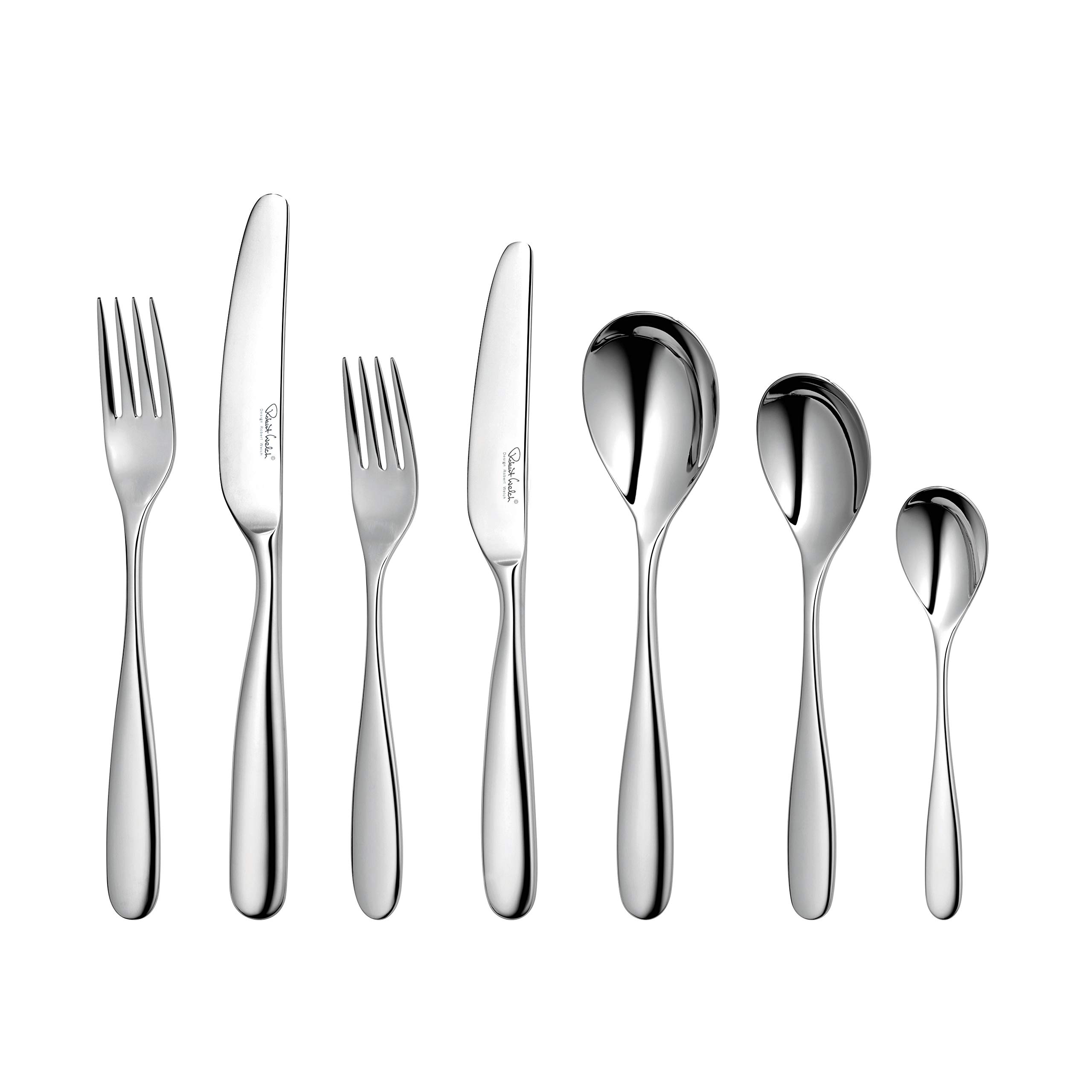 Robert Welch Stanton Bright, 56 Piece Cutlery Set for 8 People. Made from Stainless Steel. Dishwasher Safe.