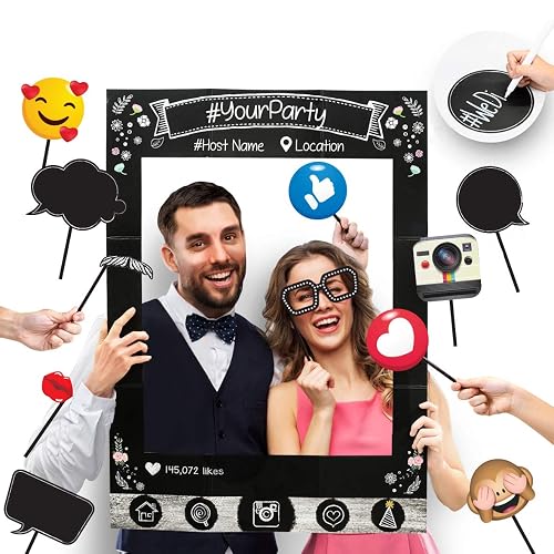 Craft Shop Multicoloured Photo Booth Props Frame Set - Birthday, Wedding, Party Selfie Accessories (UK Made)