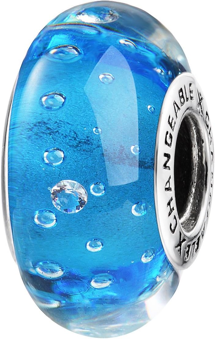 CHANGEABLE Murano Glass Charms with 925 Sterling Silver